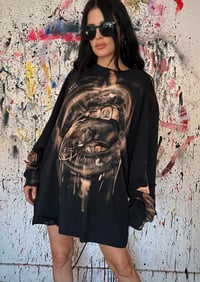 Image 3 of “LIP SERVICE” BLEACH PAINTED LONG SLEEVE T-SHIRT 2XL