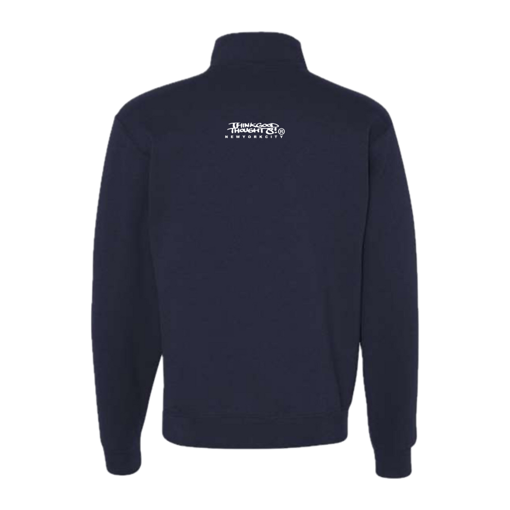 Image of Script Logo Quarter-Zip Sweatshirt - Navy 