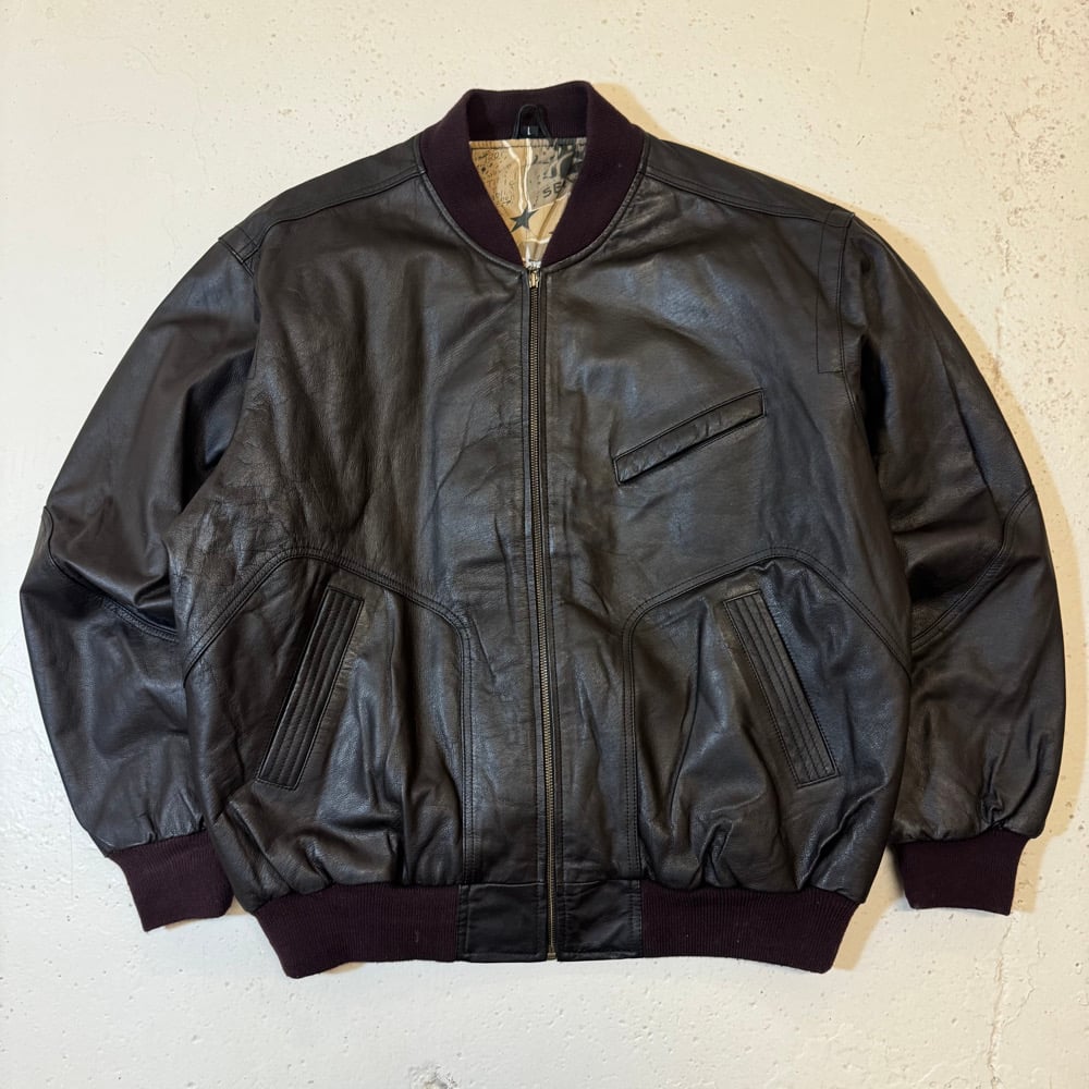 Image of 1990s Leather Bomber Jacket, Size XL