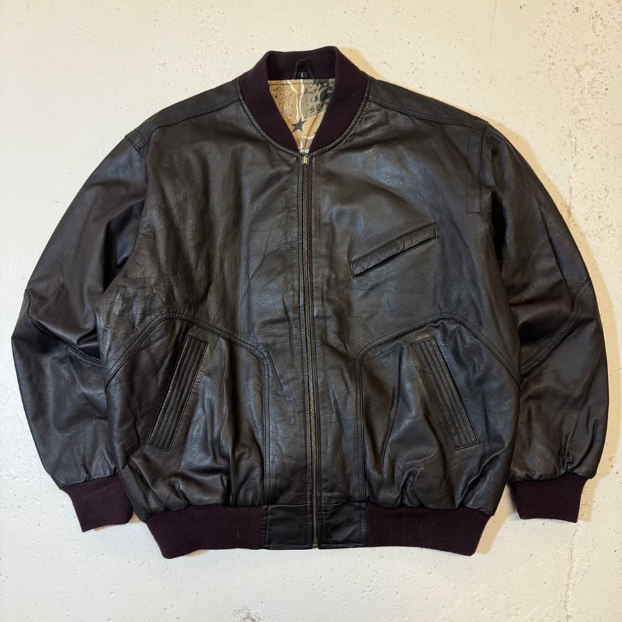 Image of 1990s Leather Bomber Jacket, Size XL