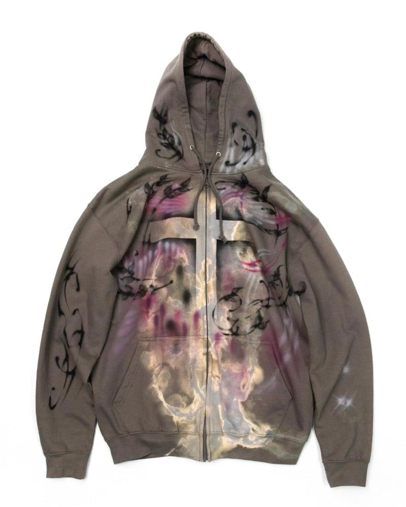 IMPLY — COLD F33T - Leaves Cross Zip-Up Hoodie (Charcoal)