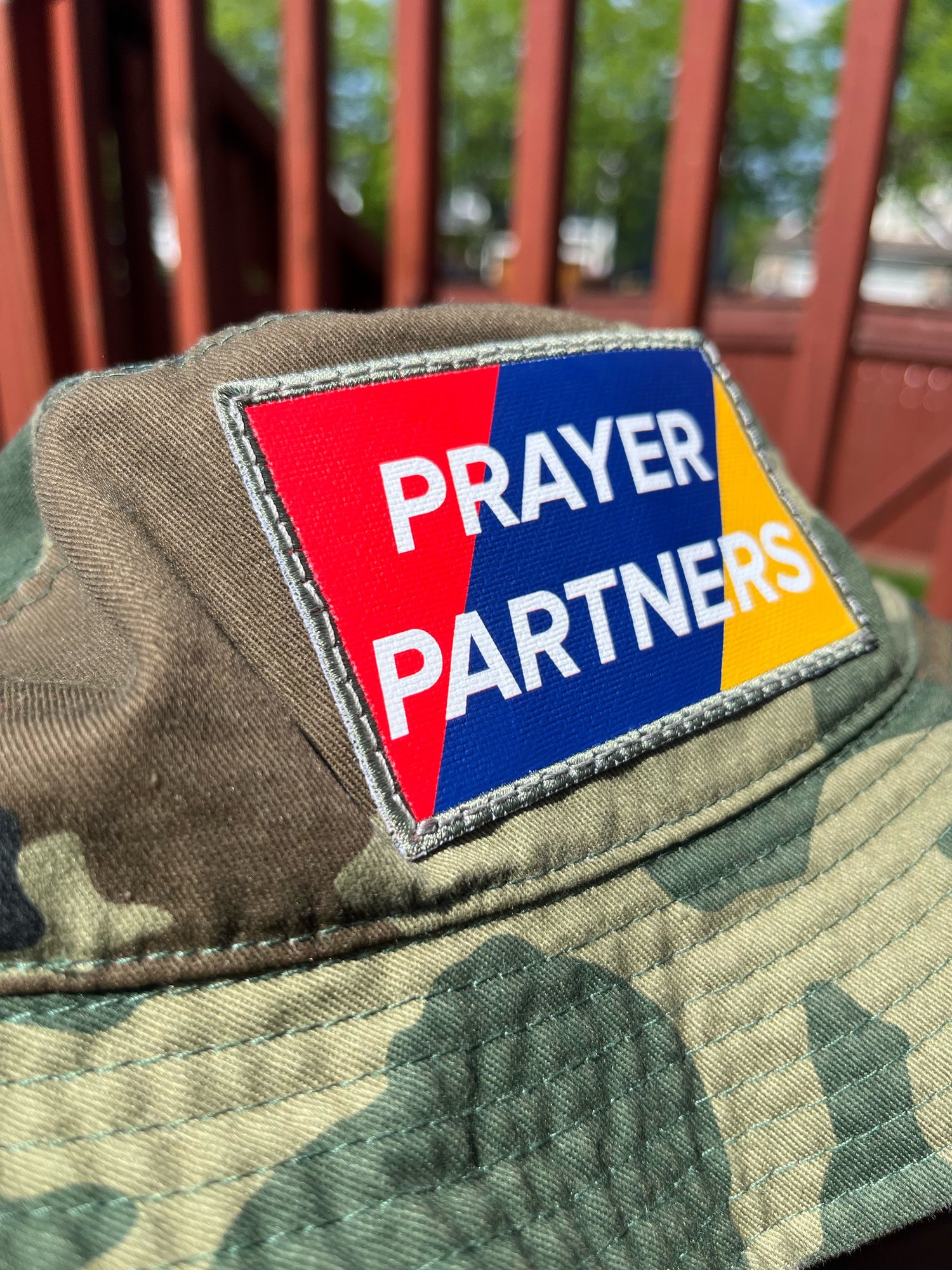 Image of Prayer Partners Fisherman Bucket Hat - Woodland Camo