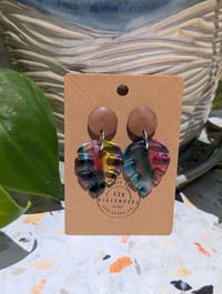 Image 3 of Tropical Monstera Glass Earrings – Handmade Statement Dangles in Multicolor 