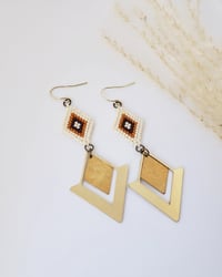 Beaded Diamond Brass Earrings 