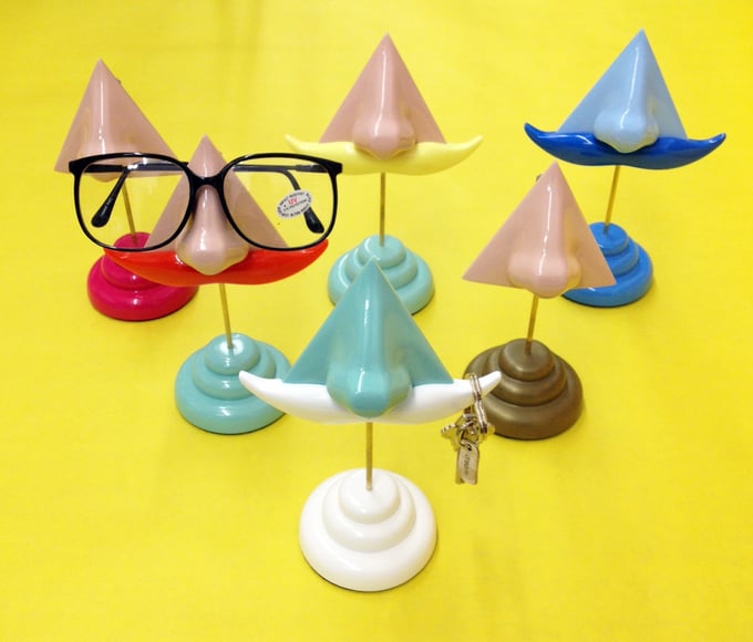 Image of Nose Eyeglass Stand and Key Hook Mustache