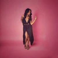 Image 5 of “Leila” Furry Black Gown- 2 Piece