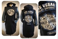 Image 1 of Upcycled “Harley” fleece hoodie dress