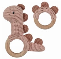 Brown Dinosaur Rattle Set 