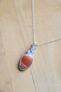 Image 2 of Sterling Silver x Orange Banded Agate Pendant