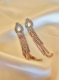 Image 1 of Teardrop Pink Dangle Earrings