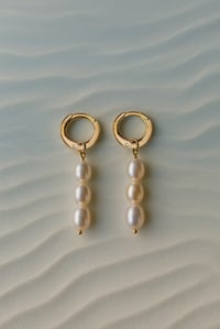 Image 2 of Triple Pearl Drop Earrings