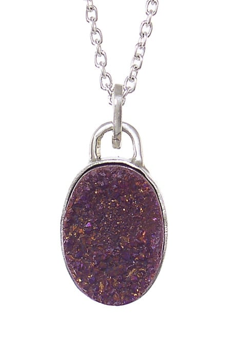 Image of Purple Druzy Oval Necklace