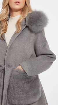 Image 3 of Grey Loro Coat With Fur Pockets