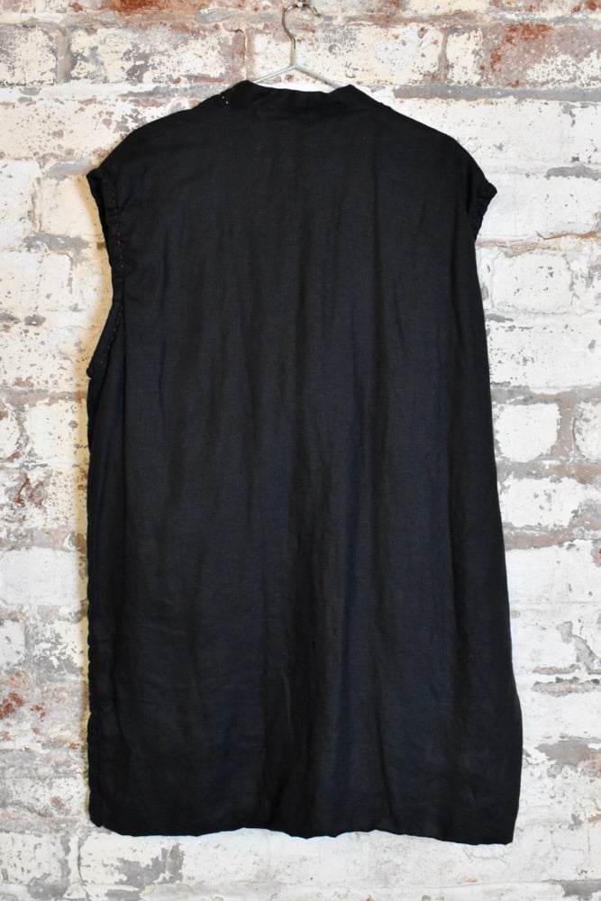 Image of Wrap-around Sashiko stitched Long Gilet 