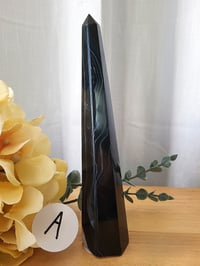 Image 7 of 7" Black Onyx Agate Tower Natural Healing Crystal 2 Styles