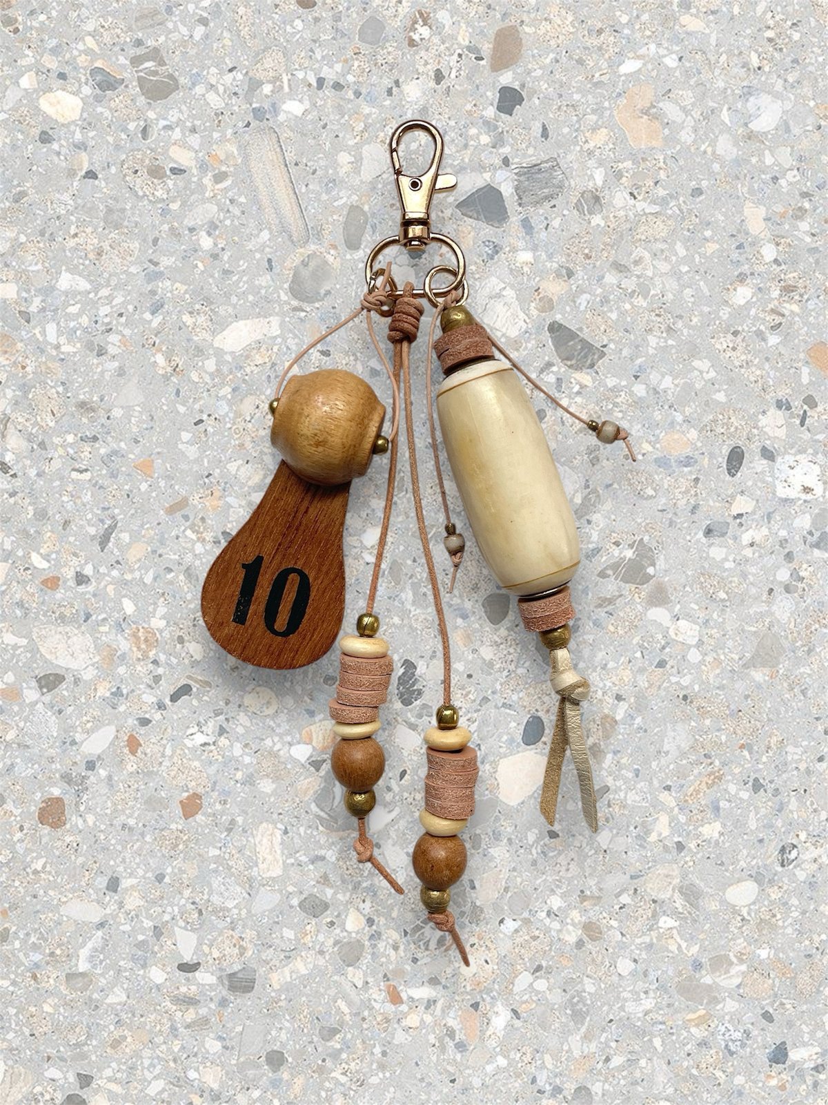 Image of PERFECT 10 BAG CHARM - CREAM/TAN