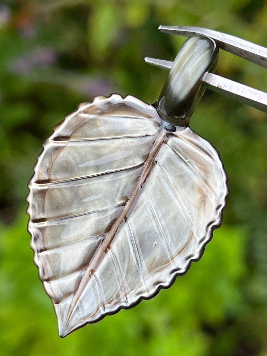 Image of Metal Glass Leaf Pendant 