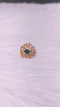 Image 2 of ADR4501_Gold Plated Green Stone American Diamond Adjustable Ring