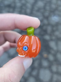 Image 3 of Blue eye small Skull Pumpkin Pendant