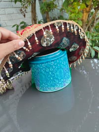 Image 5 of Dolly cowboy hat - recycled sari fabric RED