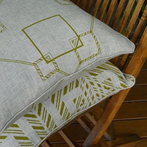Image of Cushion Cover - Squares Pattern in Olive