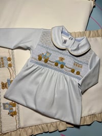 Image 3 of baby boys smocked hostpital/cot set 
