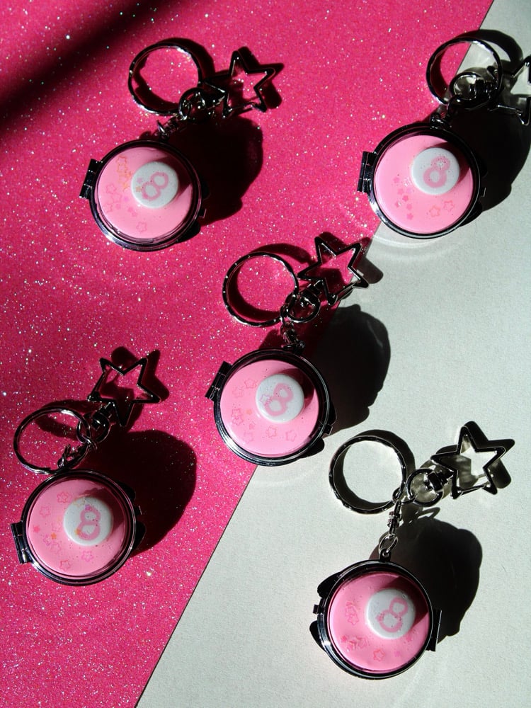 Image of Pink 8 Ball Keychain Compact Mirror