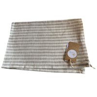 Image 1 of Pure Linen Grey Stripe Tea Towel