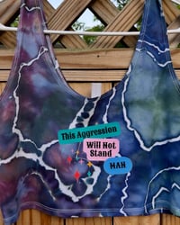 Large Blue/Purple This Aggression Will Not Stand Man Scoop Neck Crop