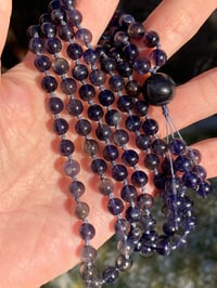 Image 4 of Iolite Mala, Iolite 108 Bead Japa Mala, Iolite Hand Knotted Gemstone Necklace