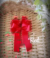 Image 1 of 4" Bows. Reds & Purples 