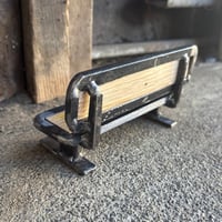 Image 4 of Steel frame Park Bench, Oak inlay
