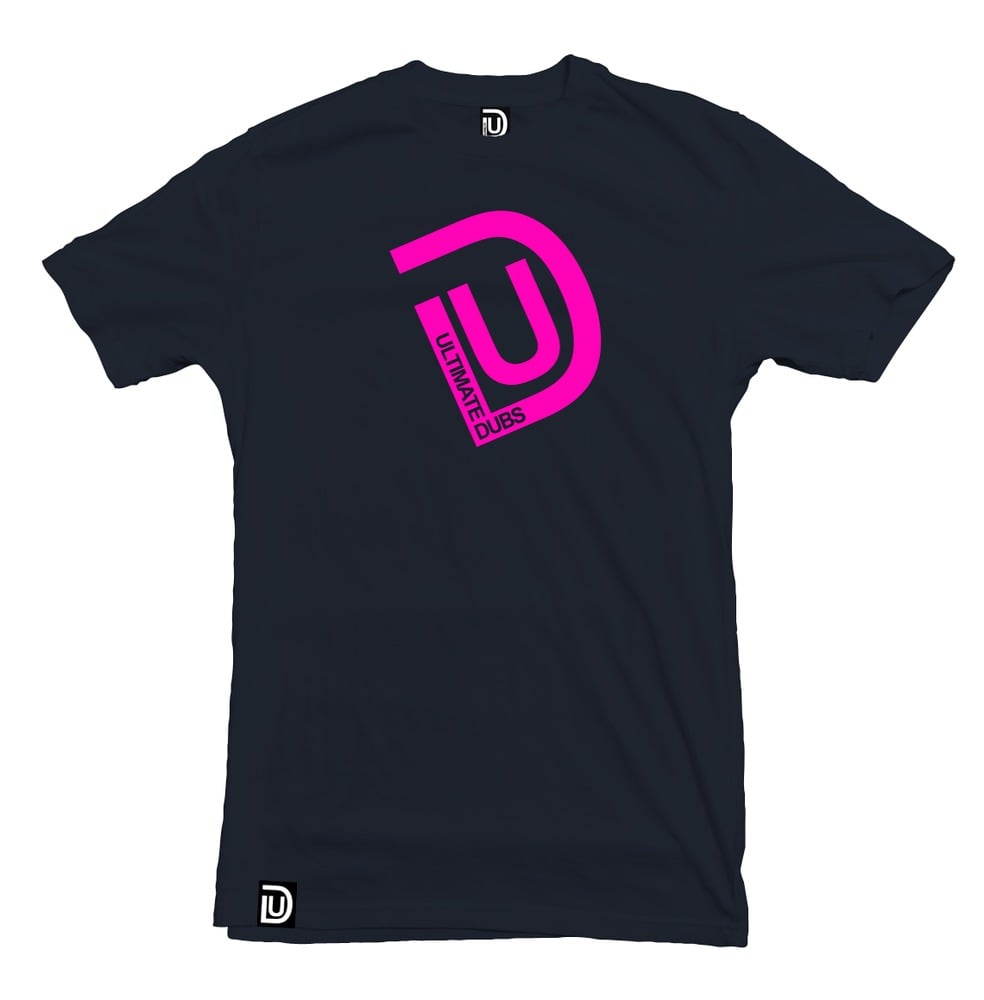Image of Men's Ultimate Dubs - UD Logo T-Shirt - Navy Blue with Pink Logo