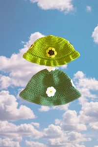 Image 2 of Flower Power Crochet Bucket Hat | Daisy or Sunflower Crochet Hat