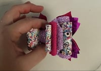 Image 2 of Pink and Purple Valentine Straw Topper Bow for Tumbler Glitter Cup Accessory Reusable Straw Topper