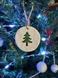 Image 5 of Winter Tree and snowflakes set of 2 tags 