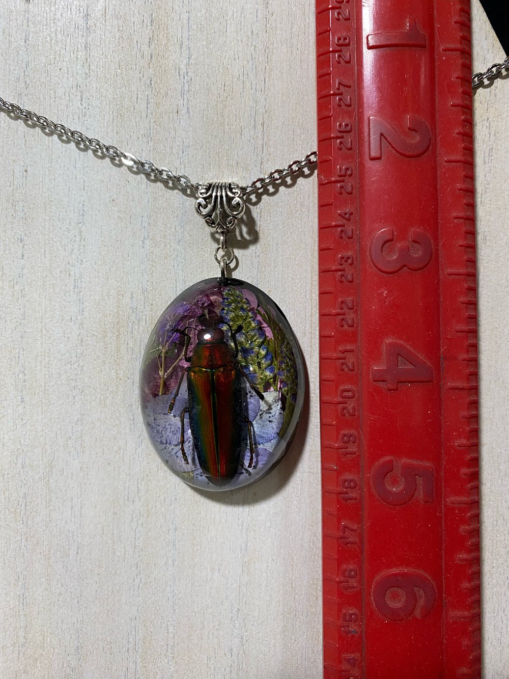 Jeweled beetle pendant 