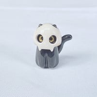 Image 1 of Glow in dark black kitty with skull mask ceramic figurine