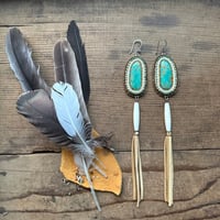 Image 1 of Turquoise Cabochon Beaded Earrings