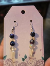 Galaxy tigers eye earring point