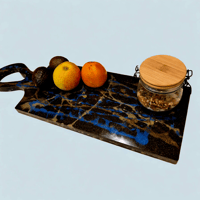 Image 4 of Large Dual-Sided Cutting & Serving Board - Artificial Stone + Wood Insert LY 63×22cm