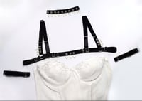 Image 3 of Velvet mini harness with heart-shaped beads and arm cuffs