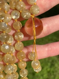 Image 1 of Golden Lepidolite 108 Bead Hand Knotted Gemstone Mala Necklace with Citrine Guru Bead