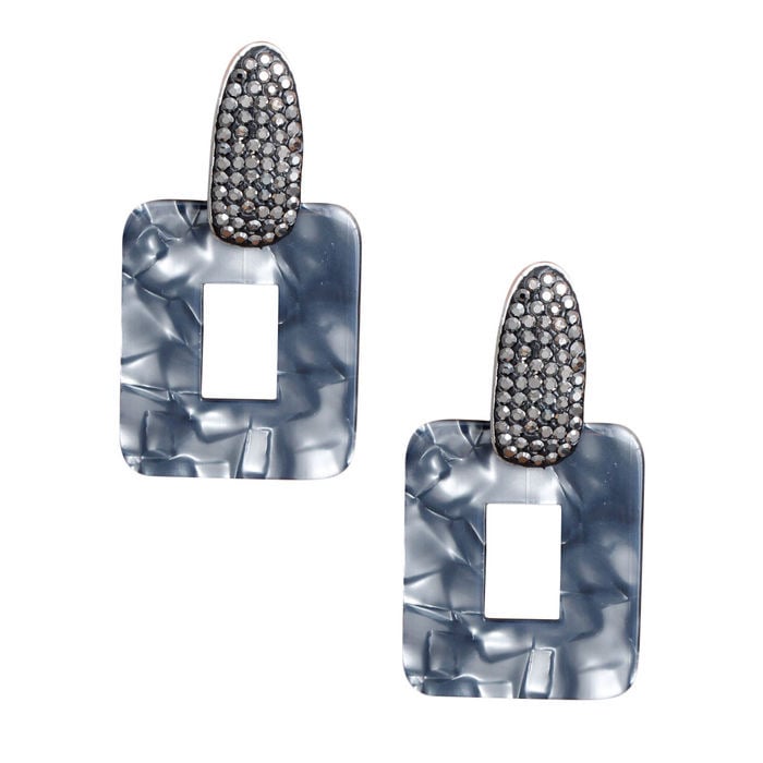 Image of Black Marble Marcasite Earrings