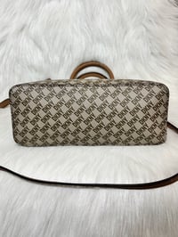 Image 3 of DKNY Monogram Satchel Crossbody – Beige/Brown – Preowned