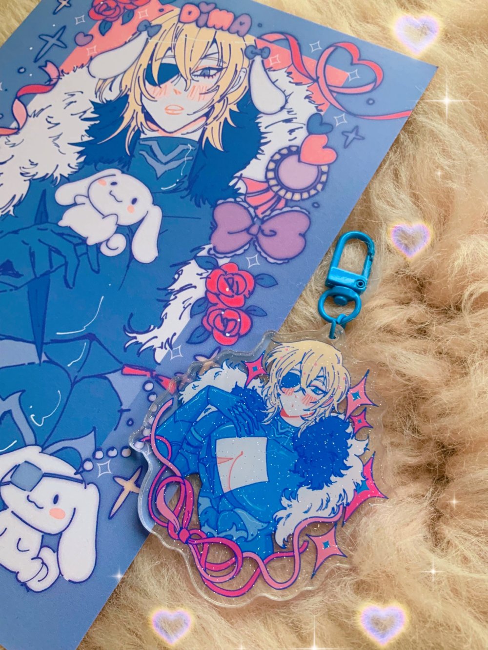 Image of Dimitri x Cinnamoroll A5 Print & Glitter Acrylic Charm