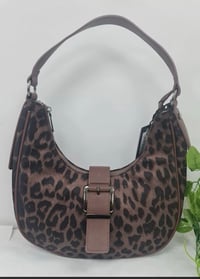Image 2 of Leopard Print Buckle Detail Shoulder Bag