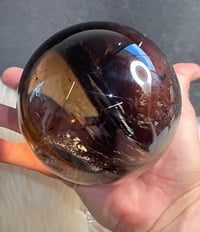 Image 6 of Golden Rutile In Smoky Quartz Sphere #1769