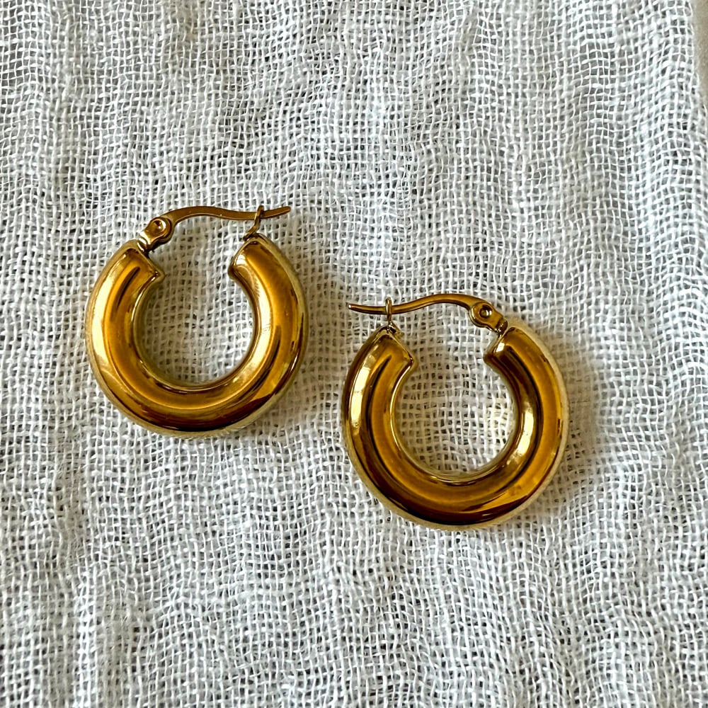 Image of ORECCHINI CHUNKY HOOPS & CHUNKY OVAL