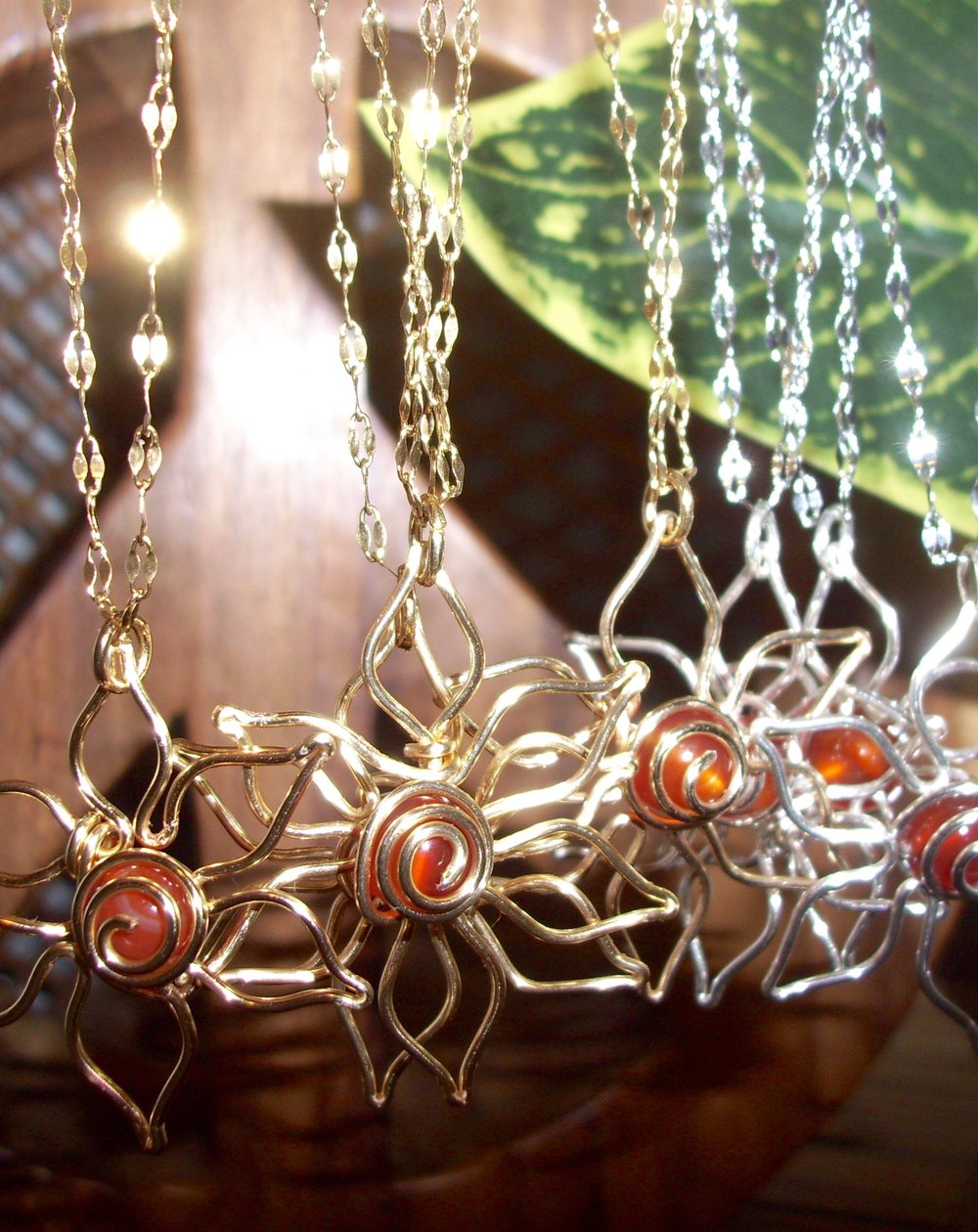 Image of Carnelian Flower Necklace